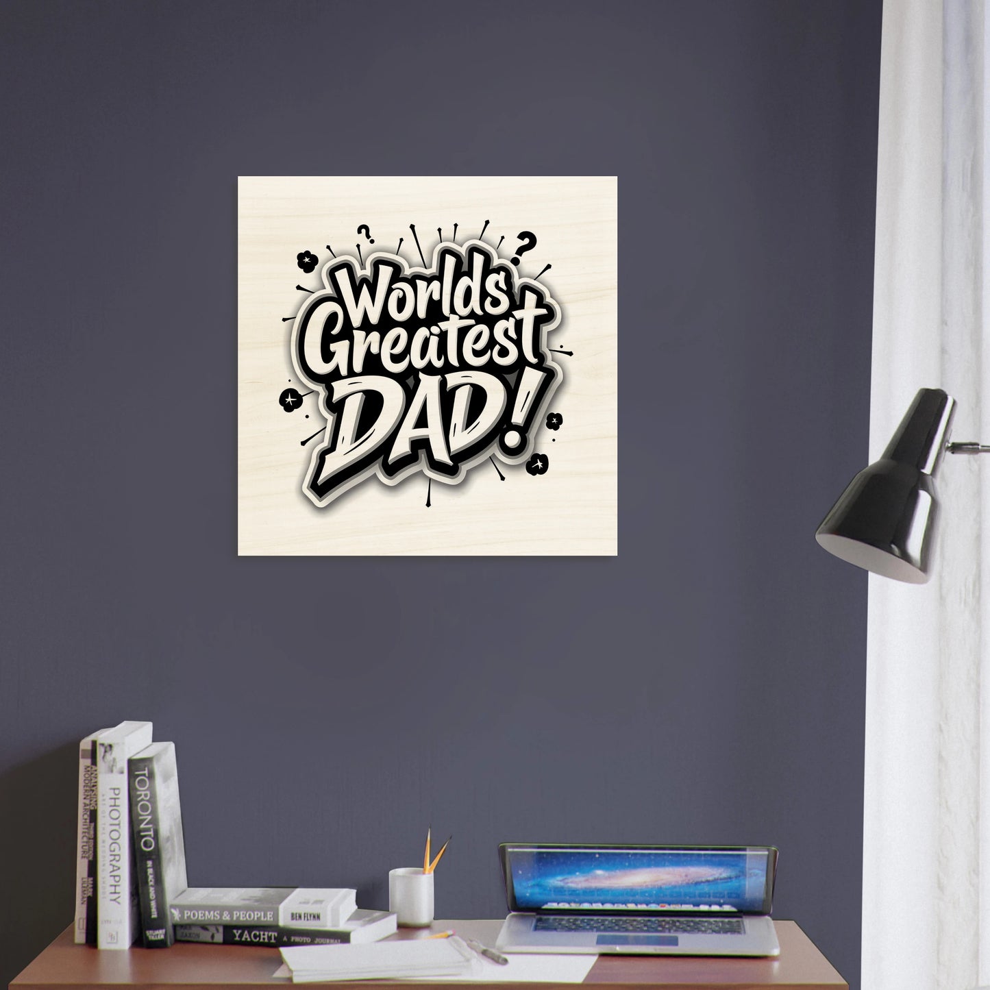 "Worlds Greatest Dad" Black & White Wood Print