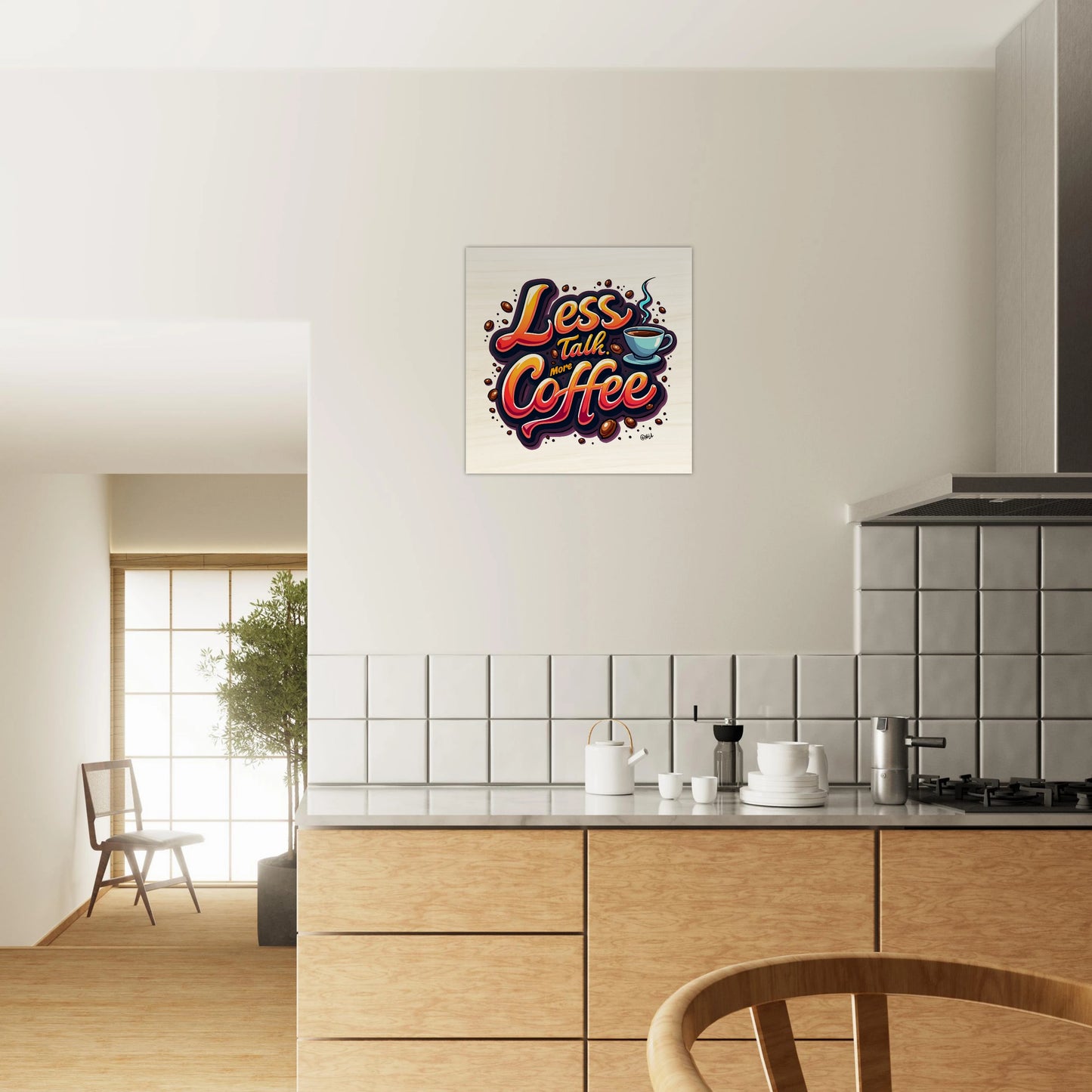 "Less Talk More Coffee" Wood Print