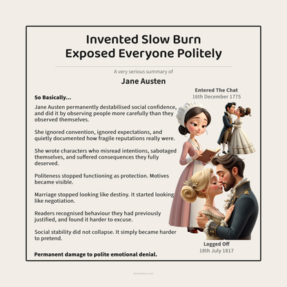 Jane Austen | Invented Slow Burn. Exposed Everyone Politely