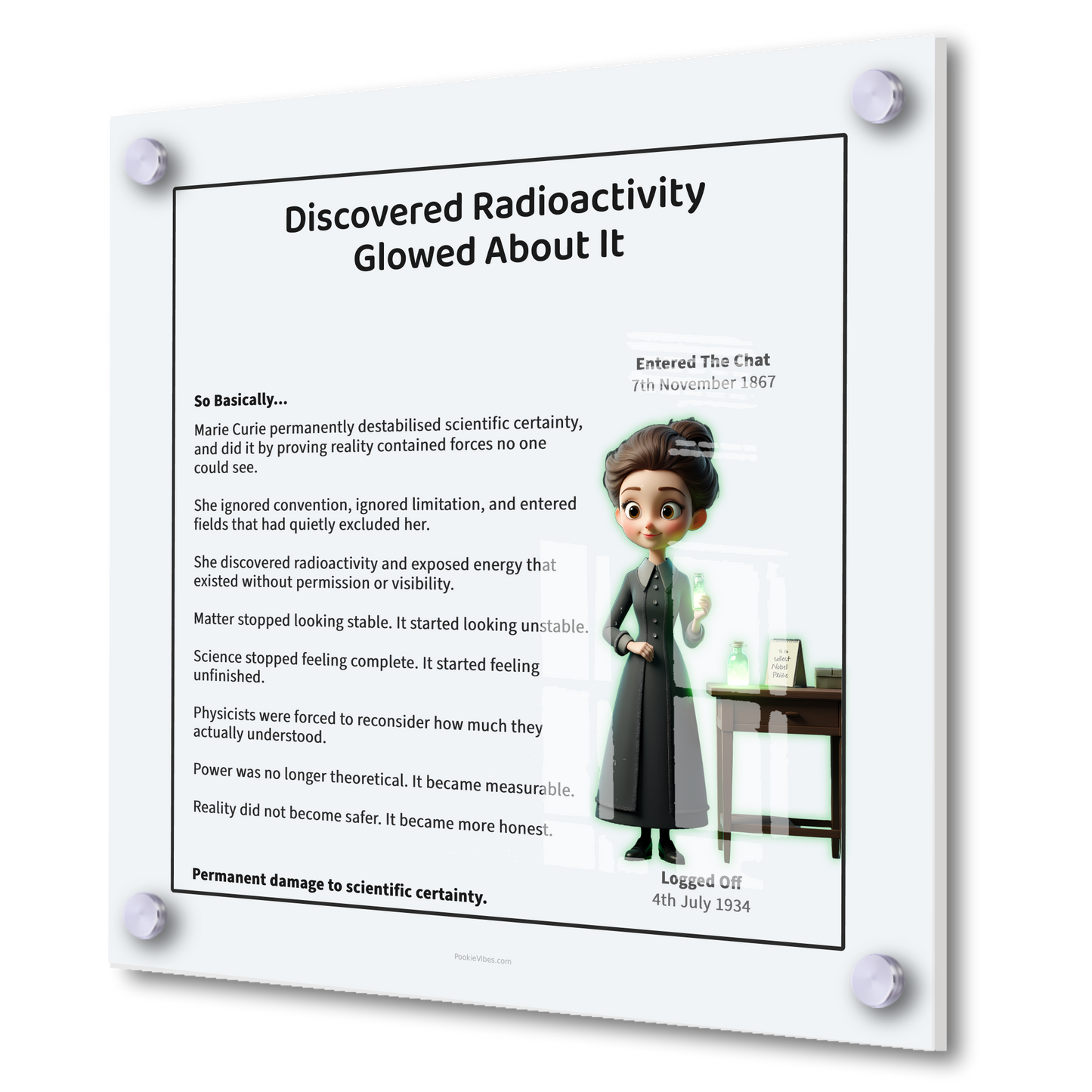 Marie Curie | Discovered Radioactivity. Glowed About It
