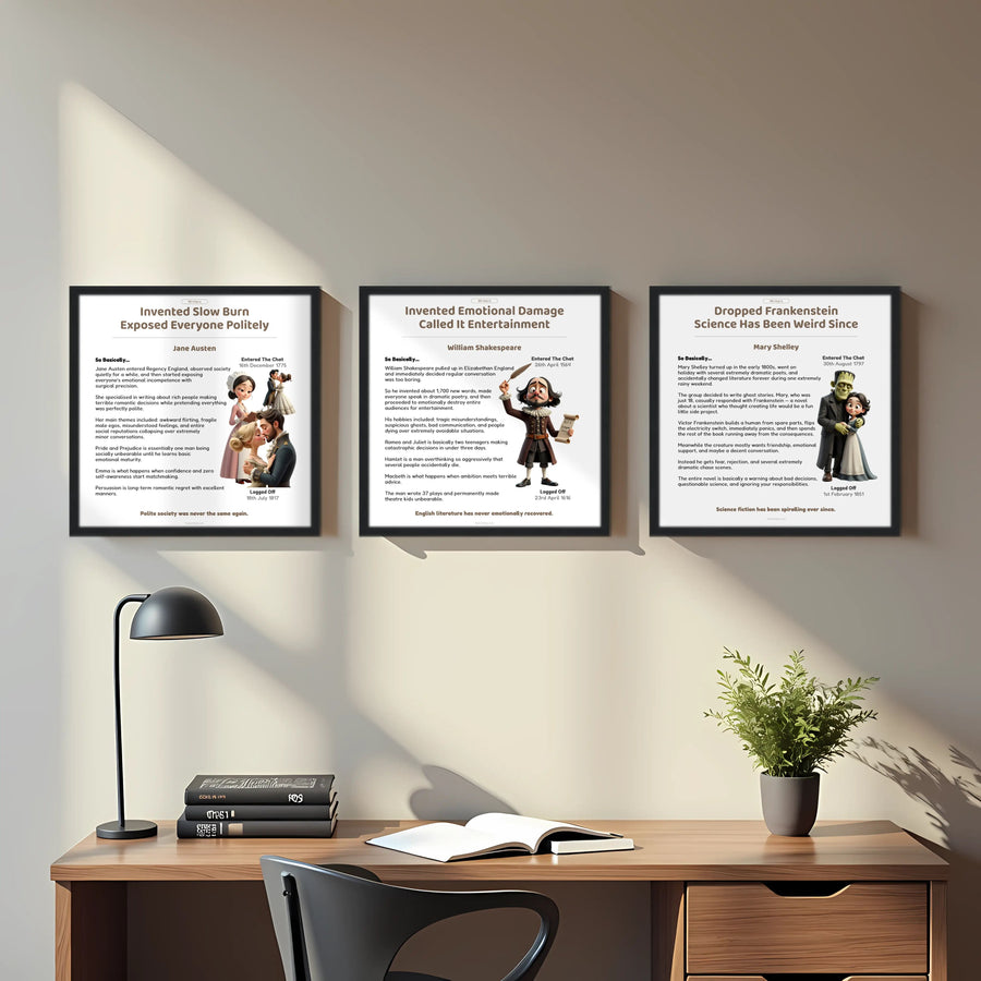Writers Bundle | 3 x Framed Posters | (30cm x 30cm)