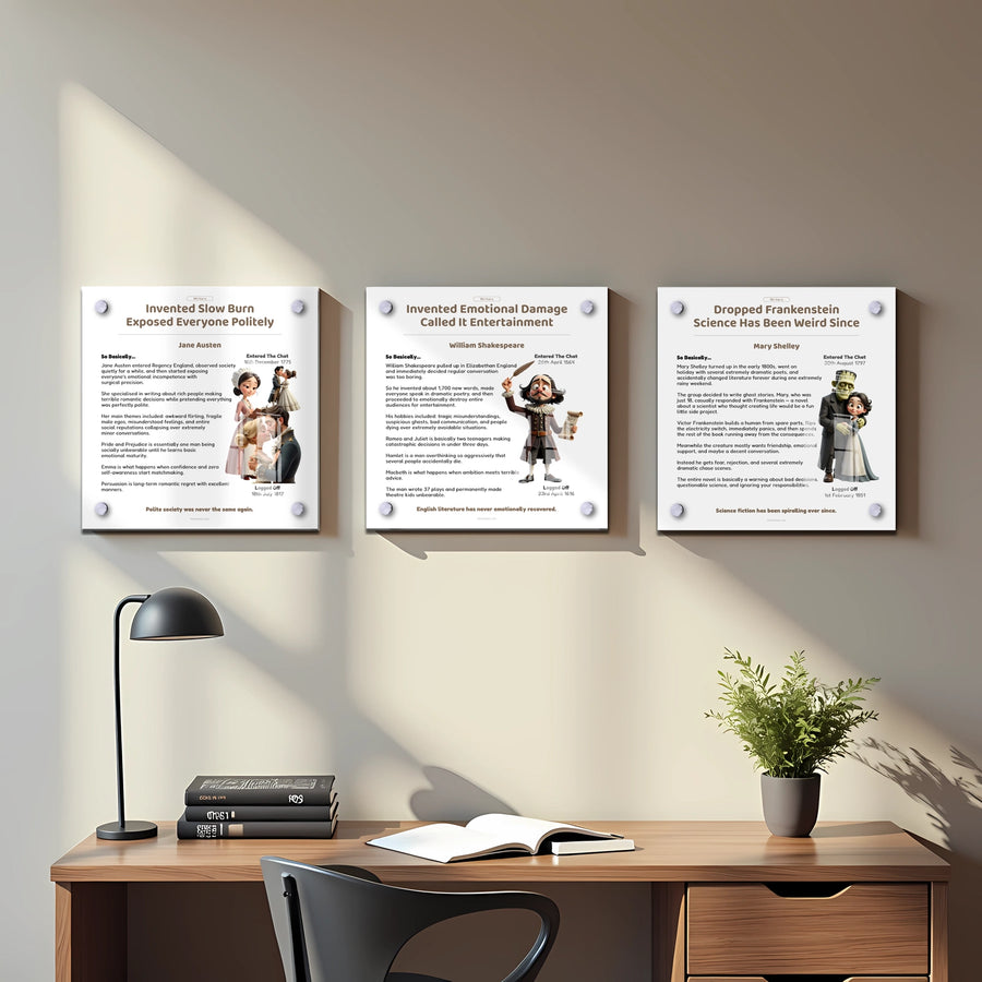 Writers Bundle | 3 x Acrylic Plaques | (30cm x 30cm)